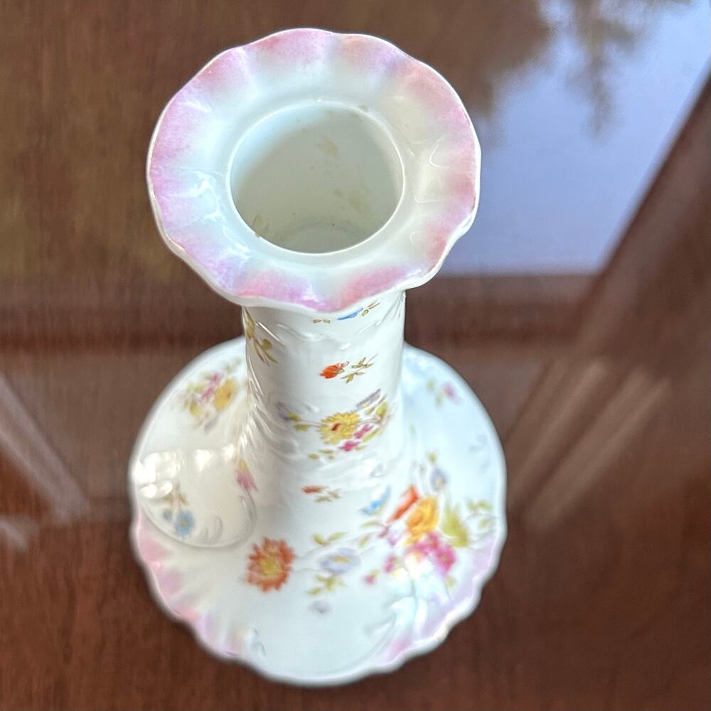 Vintage Floral Candleholder by Carlsbad China, Made in Austria